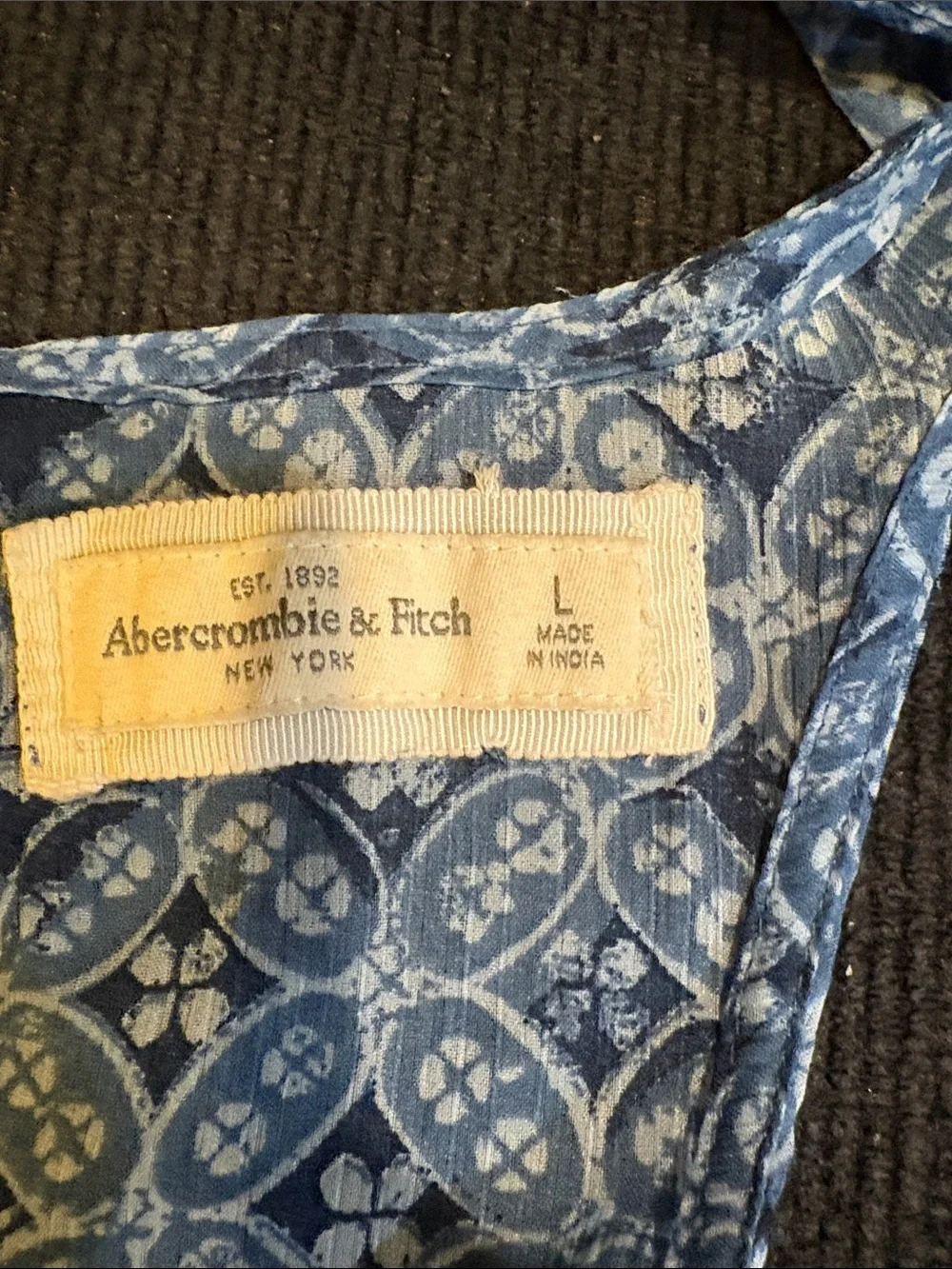 Abercrombie & Fitch Blue Printed Tie-Waist Maxi Dress
